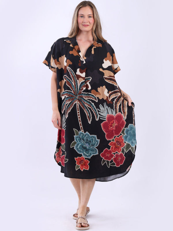 Plus Size Collared Dress Black