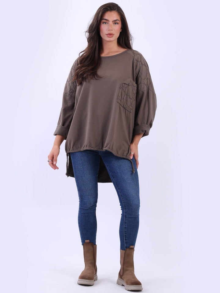 Batwing Embroidered Cotton Top Mocha