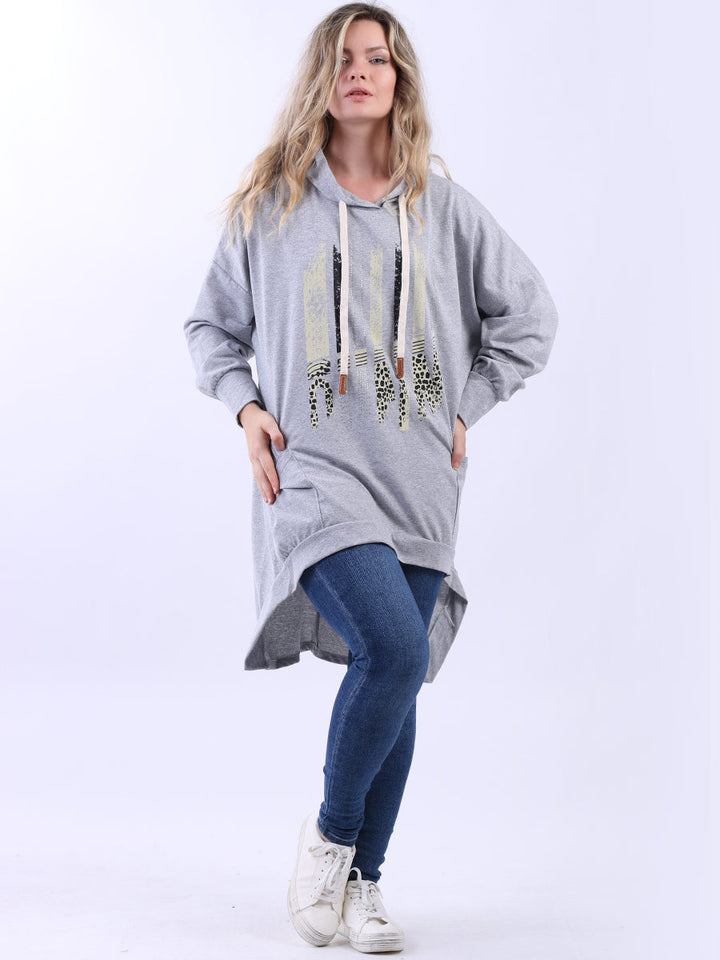 Foil Cotton Hooded Sweat Top Grey