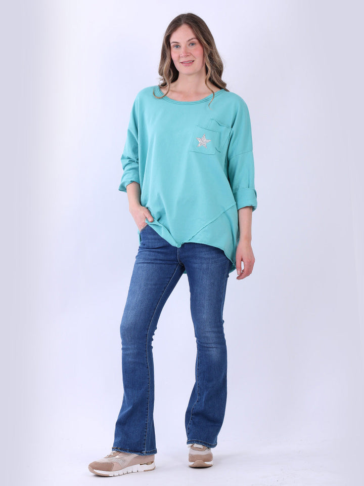 Lagenlook Cotton Tunic Top Azure