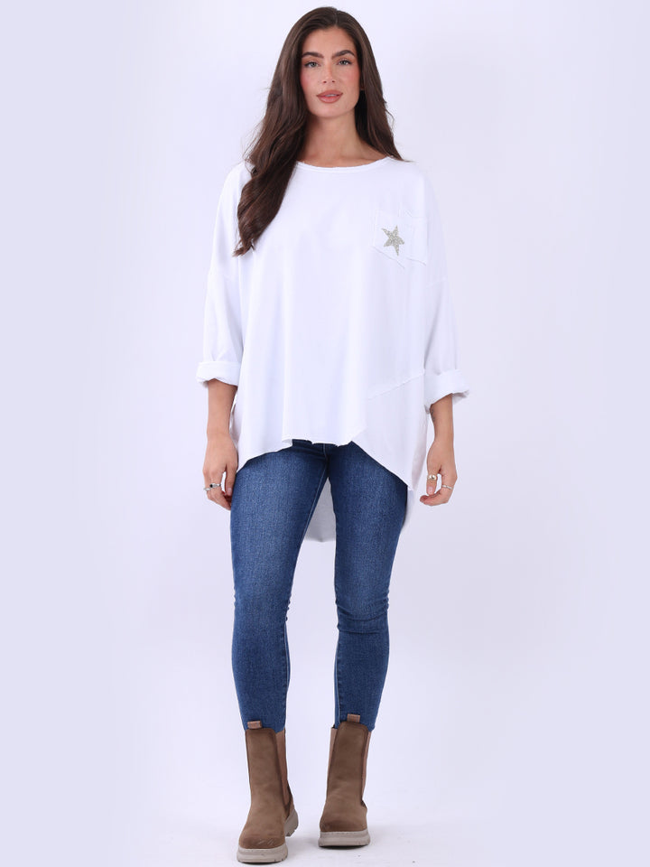 Lagenlook Cotton Tunic Top White