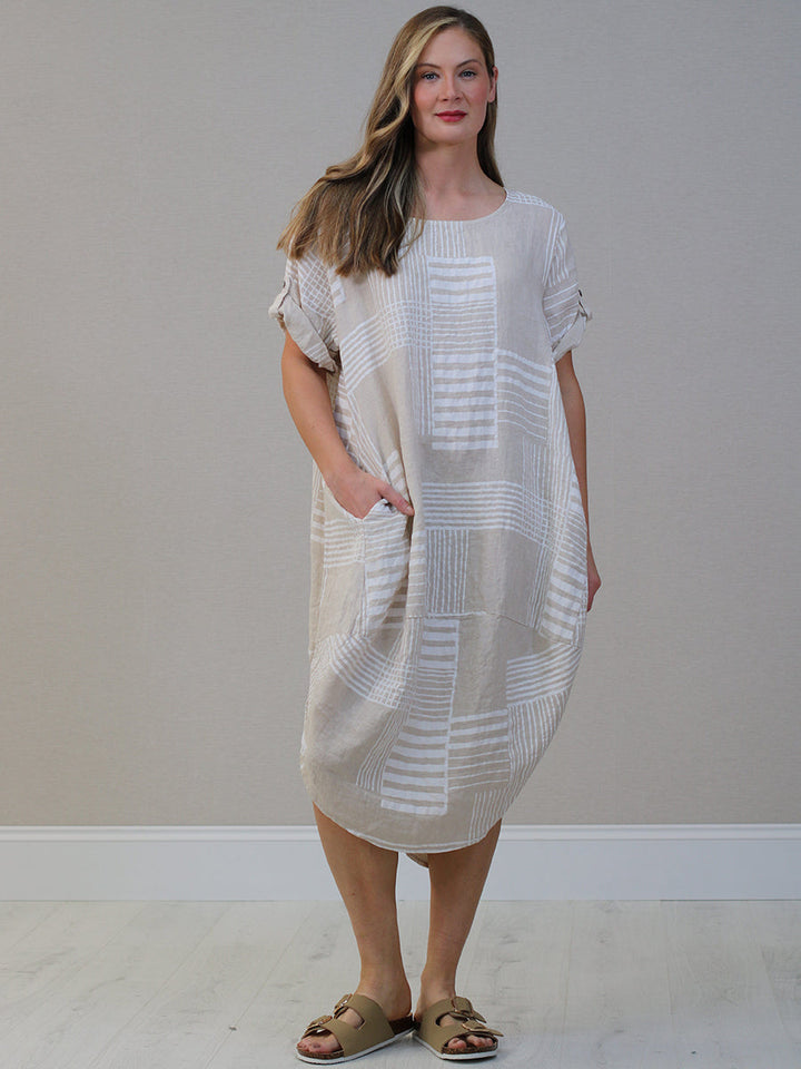 Plus Size Linen Dress Beige
