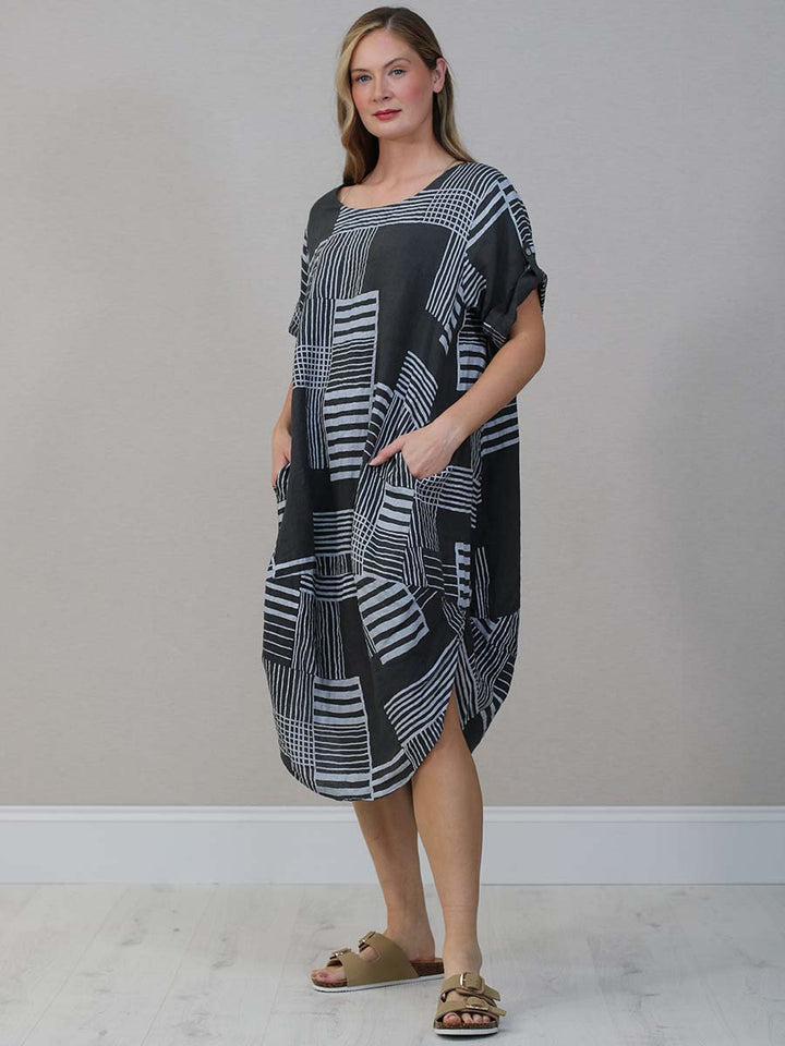 Plus Size Linen Dress Charcoal