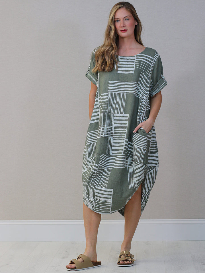 Plus Size Linen Dress Khaki