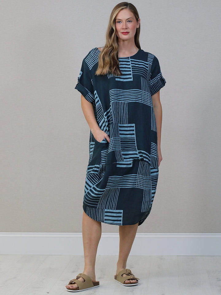 Plus Size Linen Dress Teal