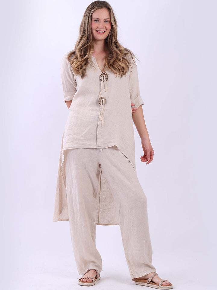 Plus Size Linen Dress Beige