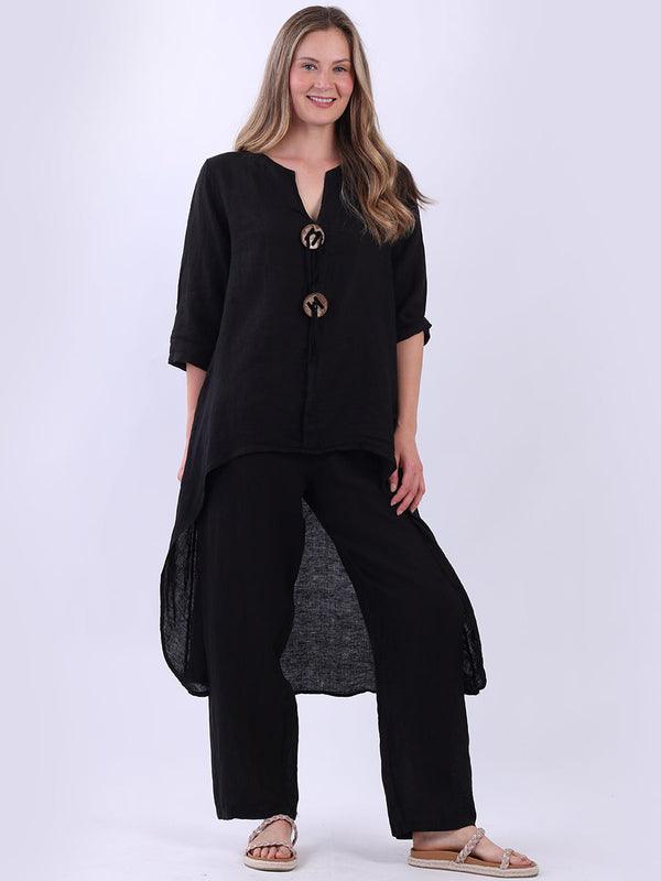 Plus Size Linen Dress Black