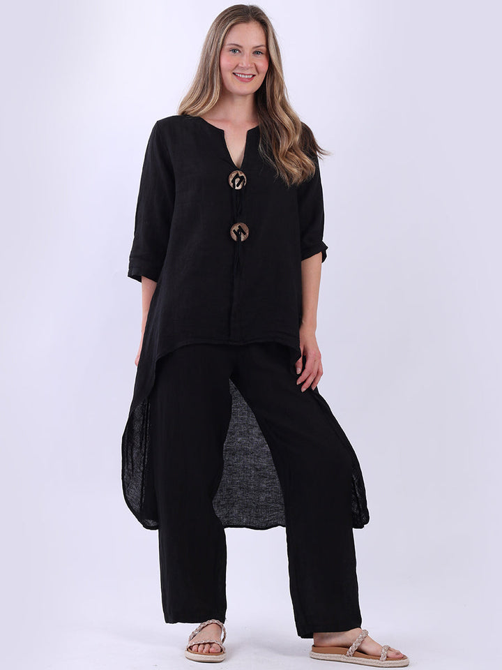 Plus Size Linen Dress Black