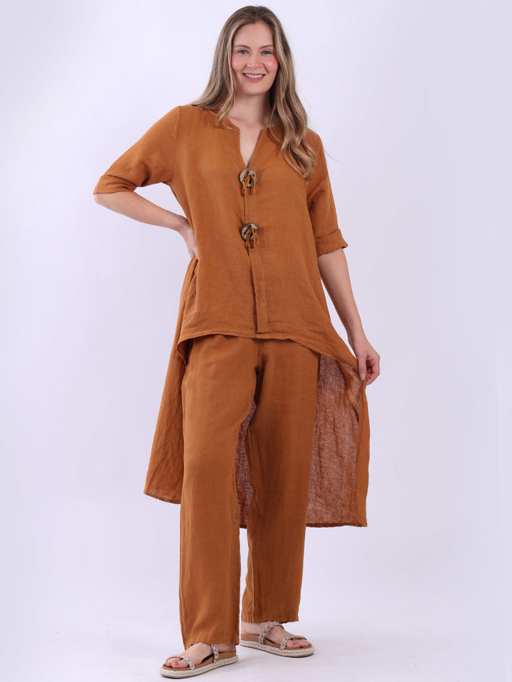 Plus Size Linen Dress Mustard