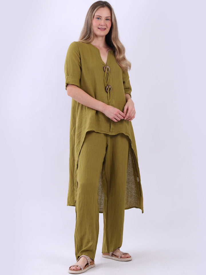 Plus Size Linen Dress Olive