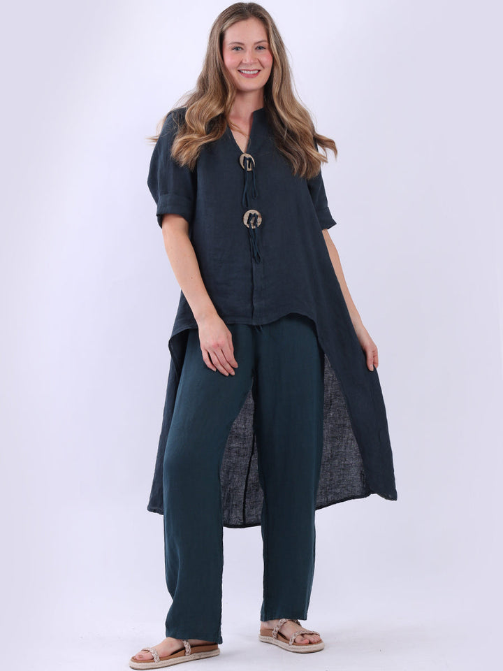 Plus Size Linen Dress Teal