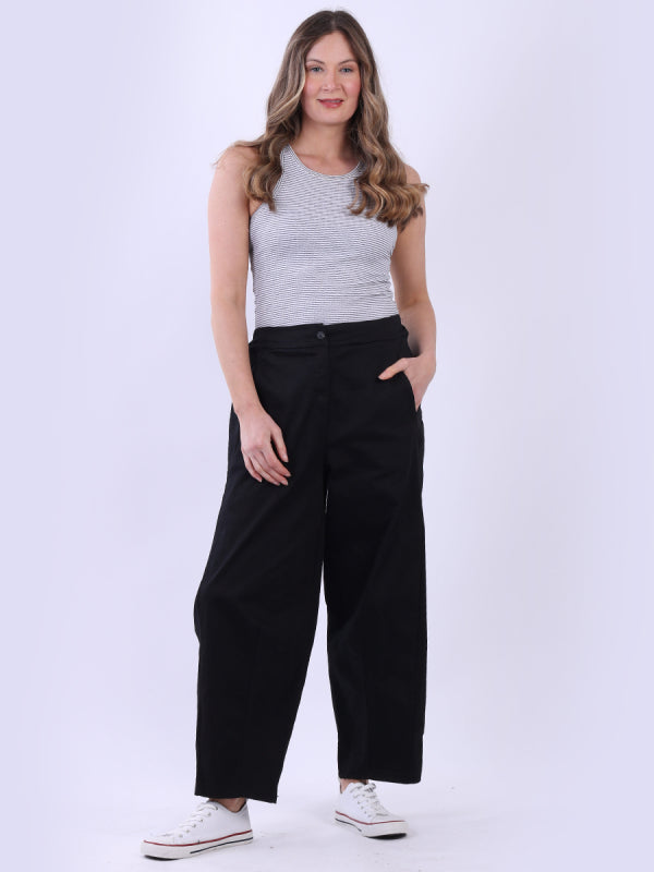 Plus Size Plain Cotton Pant Black