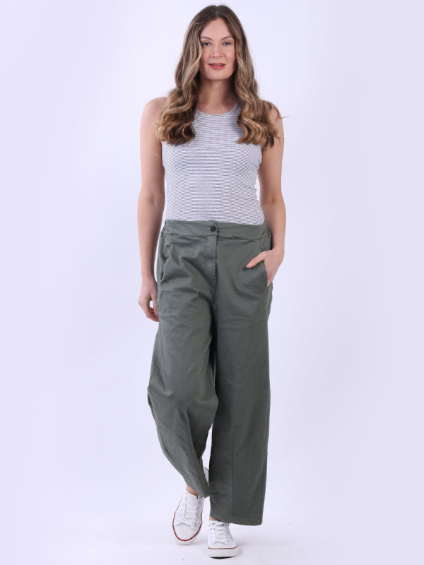 Plus Size Plain Cotton Pant Khaki