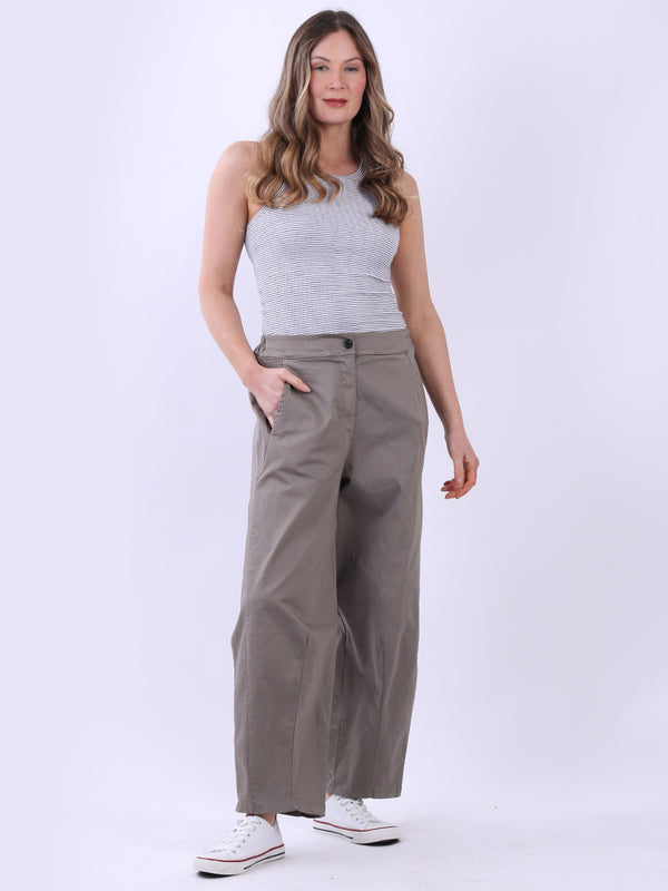 Plus Size Plain Cotton Pant Mocha