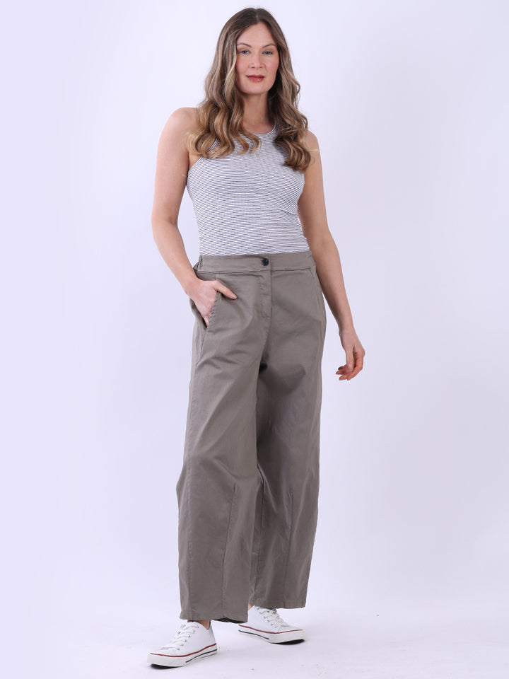 Plus Size Plain Cotton Pant Mocha