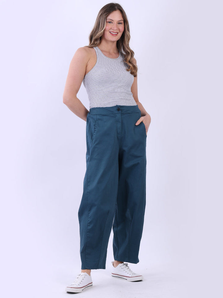 Plus Size Plain Cotton Pant Teal