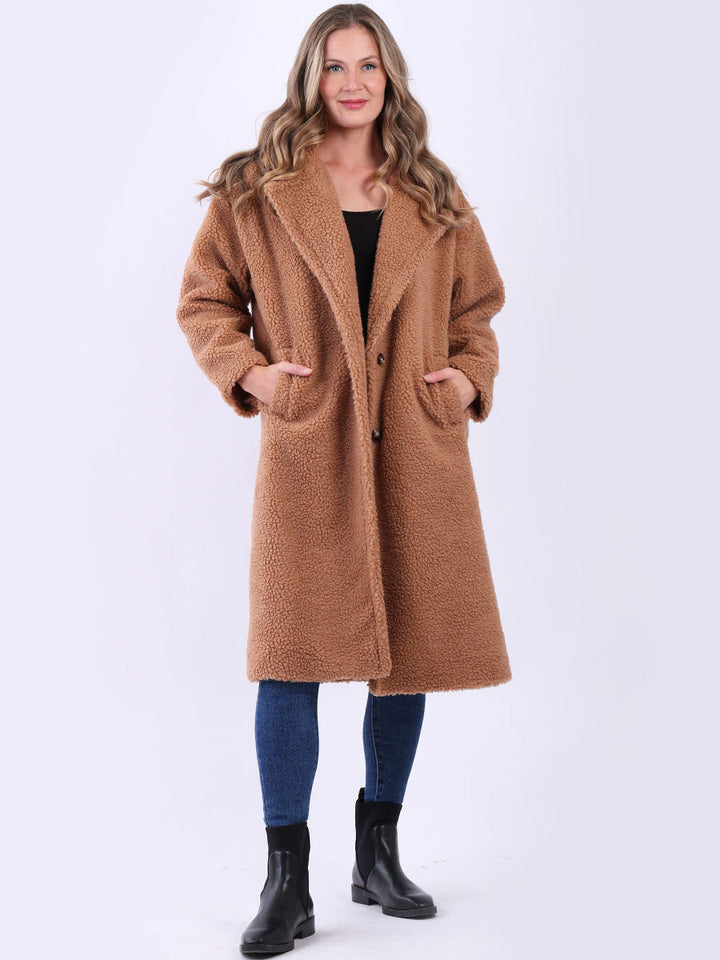 Teddy Bear Plus Size Woolen Coat Camel