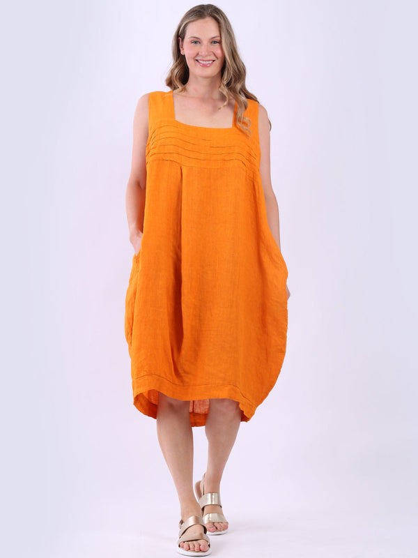 Plus Size Linen Sleeveless Dress Orange