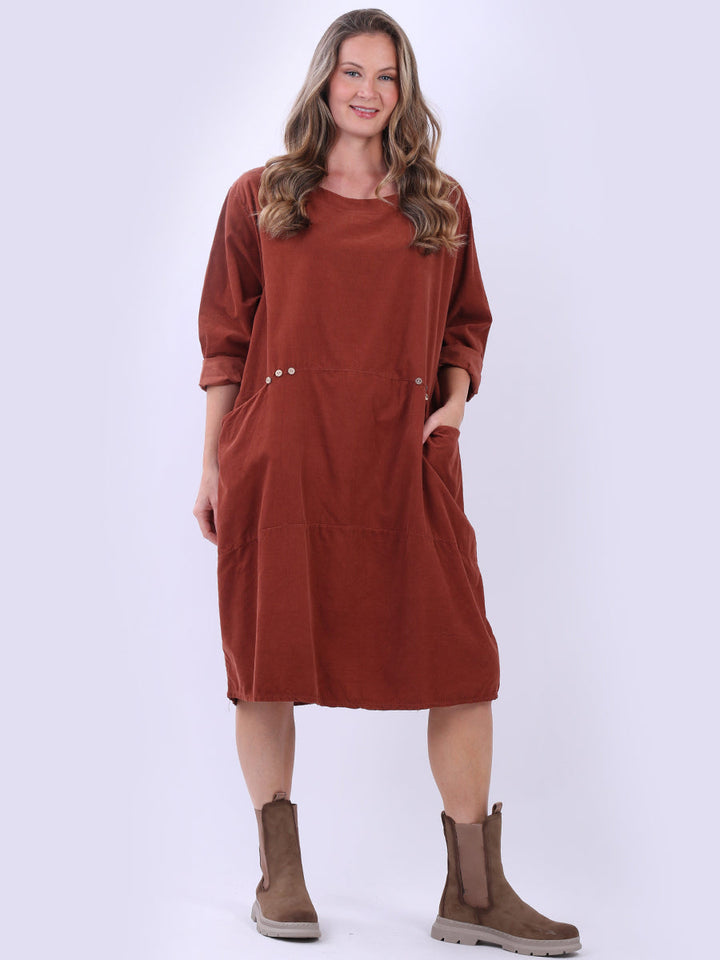 Plus Size Cotton Dress Rust
