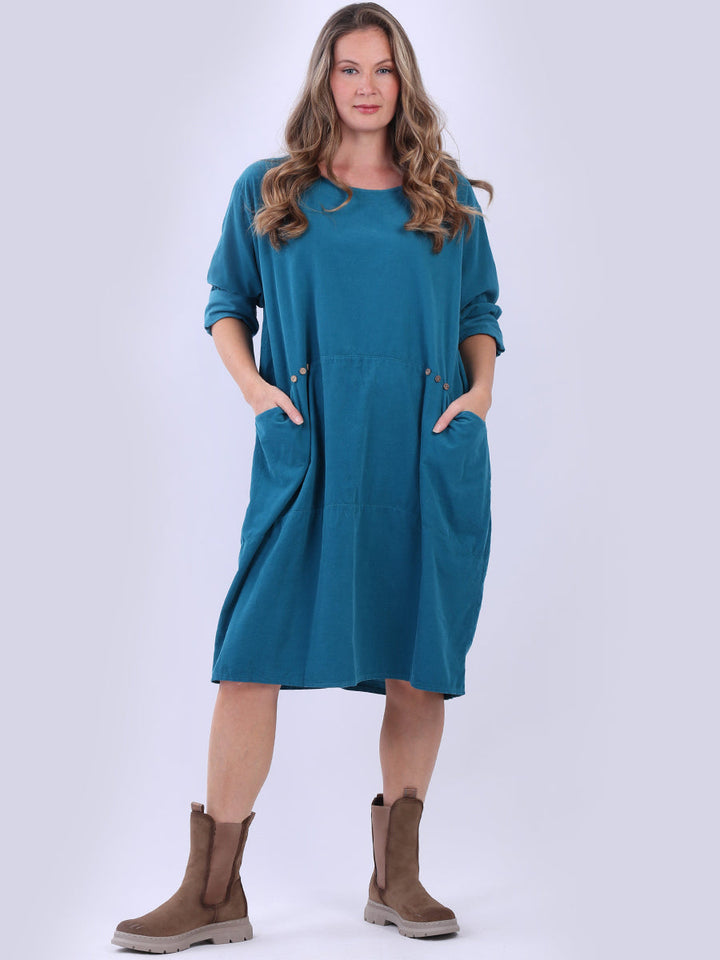 Plus Size Cotton Dress Teal