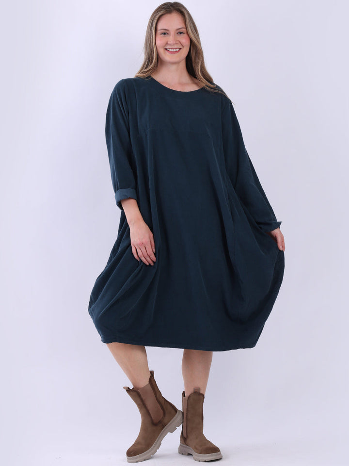 Plus Size Cotton Corduroy Dress Teal