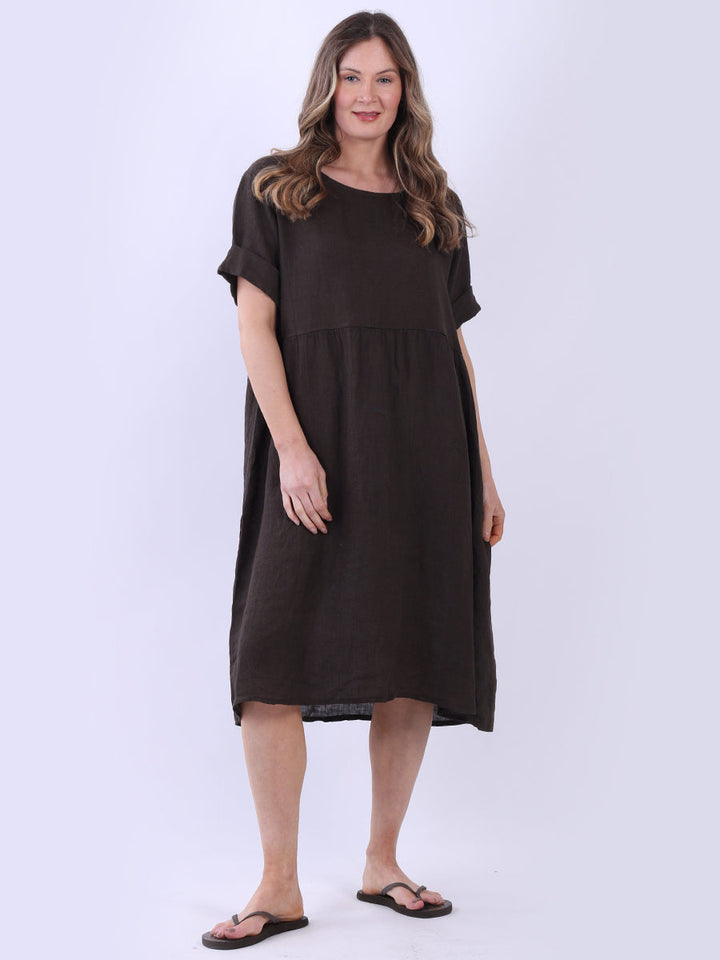 Oversize Linen Swing Dress Chocolate
