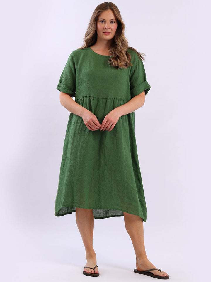 Oversize Linen Swing Dress Olive
