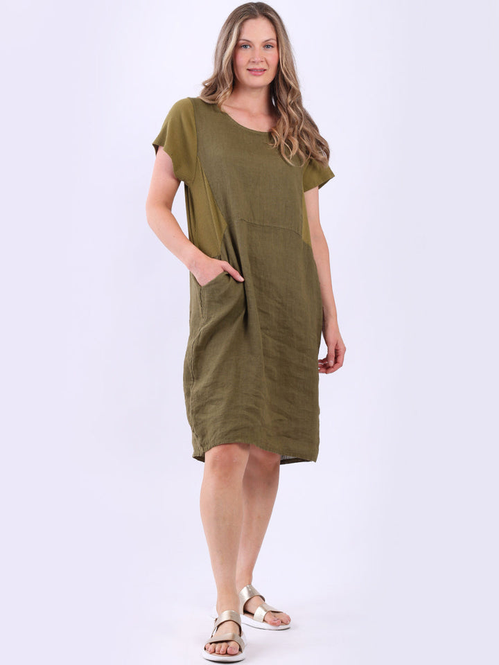 Lagenlook Oversized Midi Dress Olive