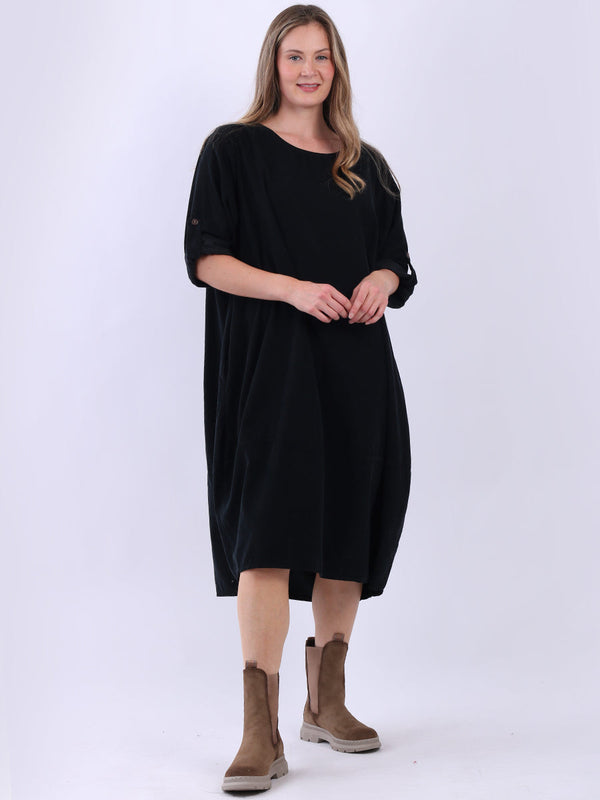 Plus Size Corduroy Dress Black