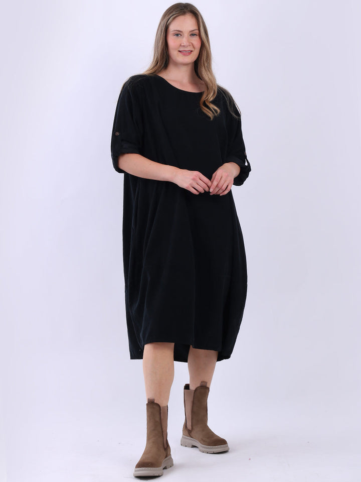 Plus Size Corduroy Dress Black