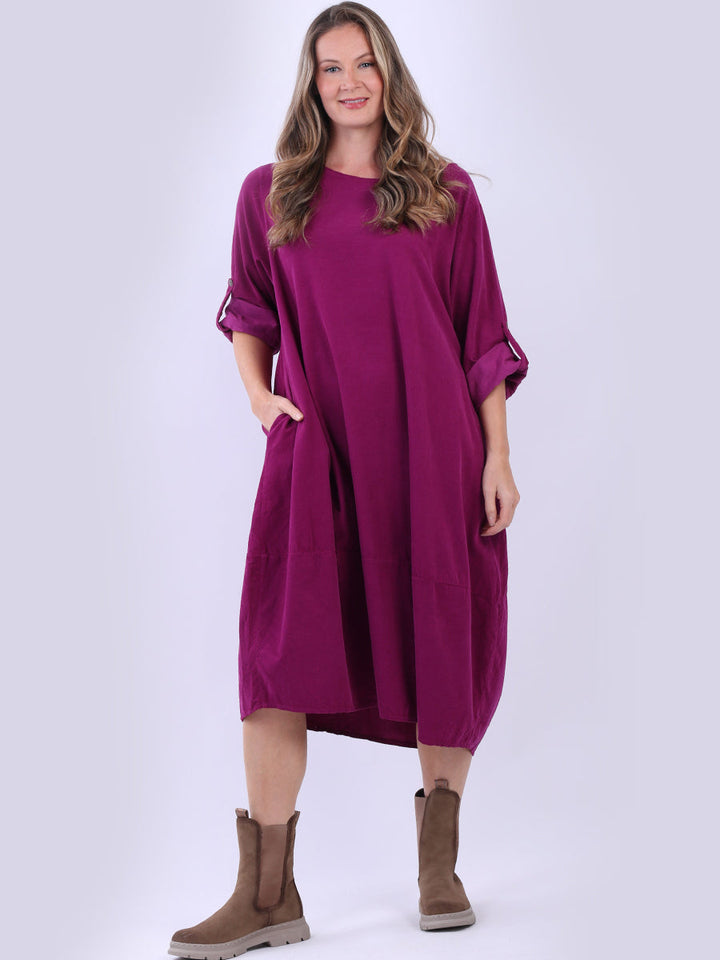Plus Size Corduroy Dress Magenta