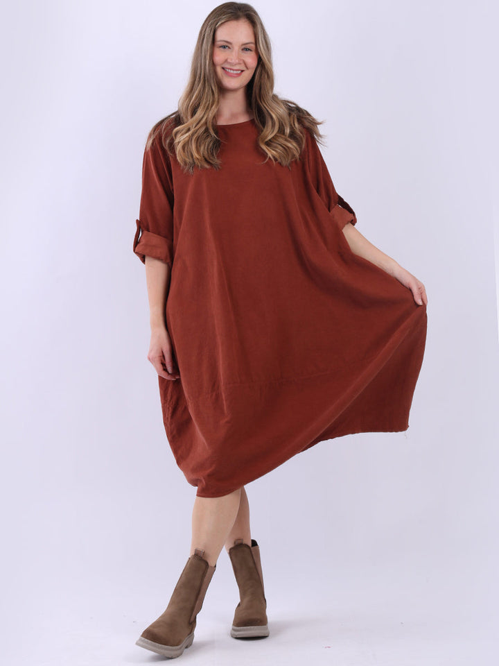 Plus Size Corduroy Dress Rust