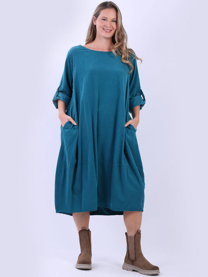 Plus Size Corduroy Dress Teal