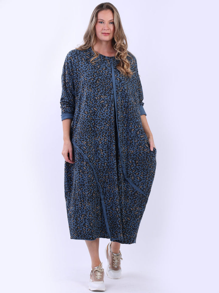 Plus Size Leopard Cotton Dress Denim