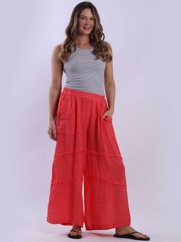 Wide Leg Linen Palazzo Coral