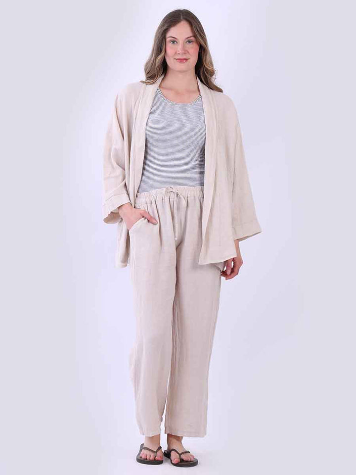Women Linen Kimono Beige