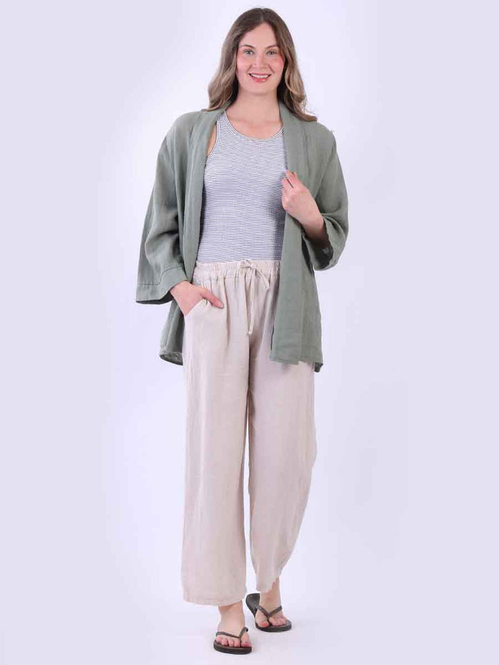 Women Linen Kimono Khaki