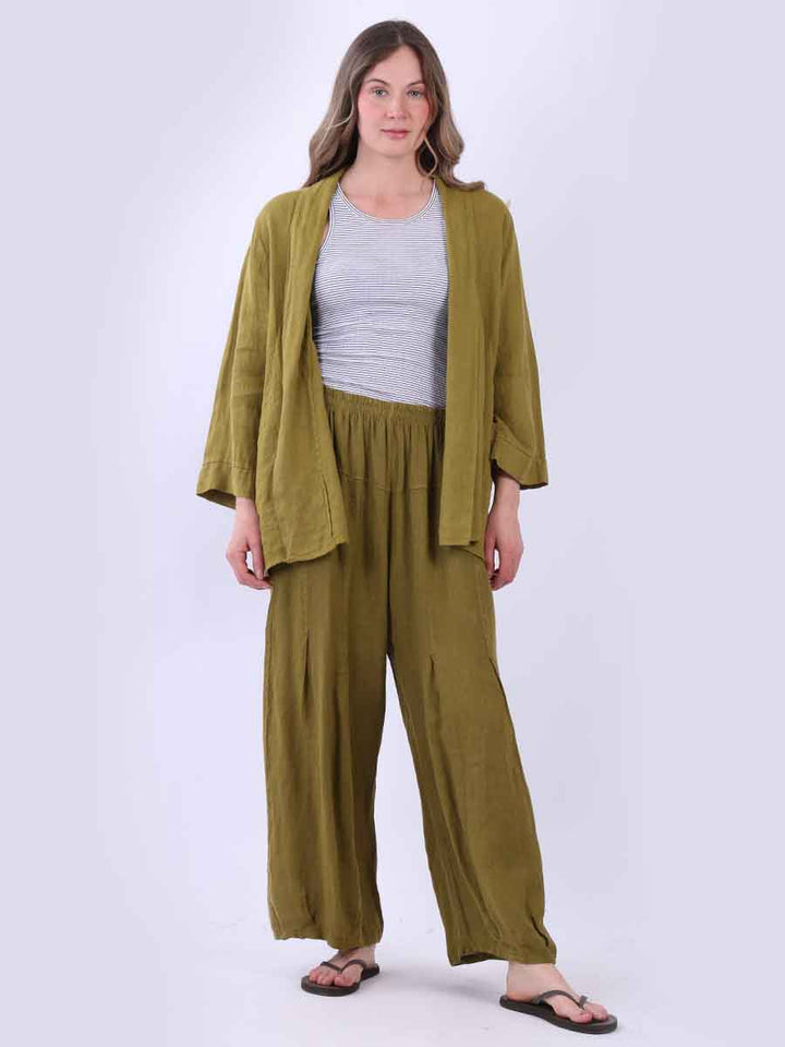 Women Linen Kimono Olive