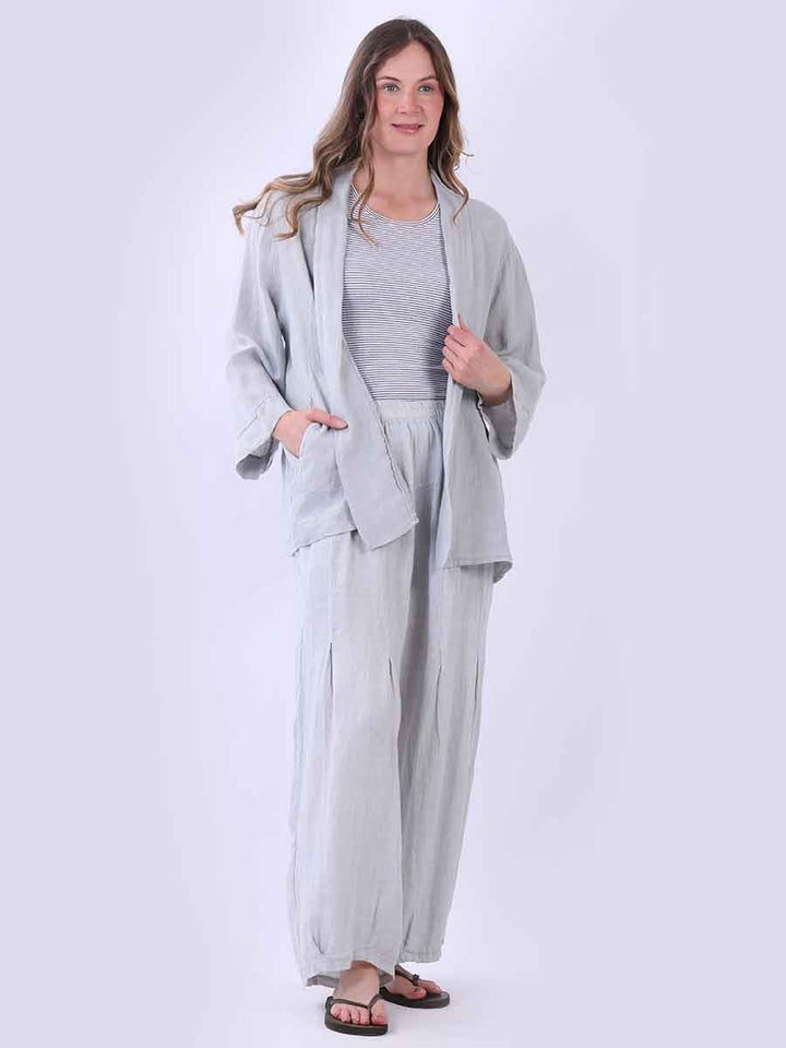 Women Linen Kimono Silver