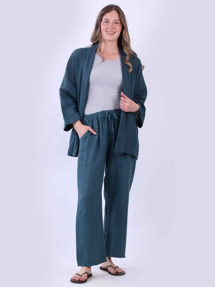 Women Linen Kimono Teal