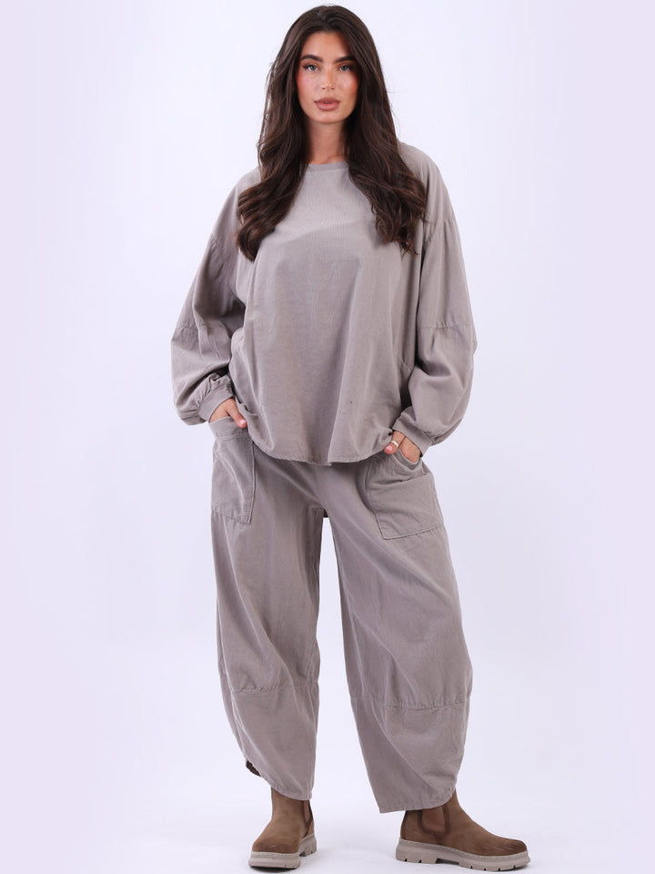 Cotton Corduroy Batwing Top Mocha