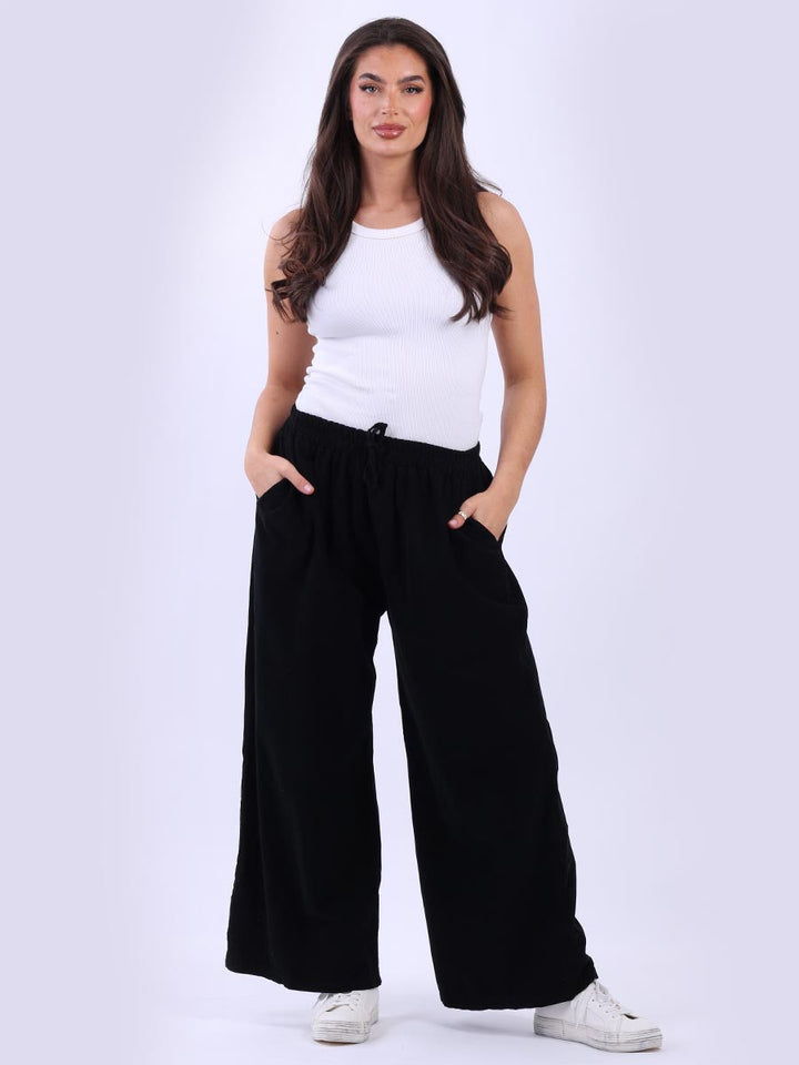 Solid Cotton Corduroy Pant Black