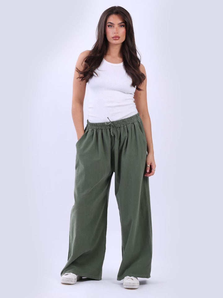 Solid Cotton Corduroy Pant Khaki