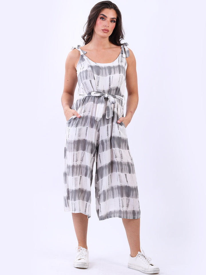 Tie Dye Cotton Playsuit Charcoal