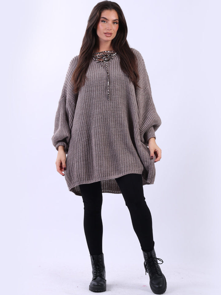 Plus Size Knitted Jumper Mocha
