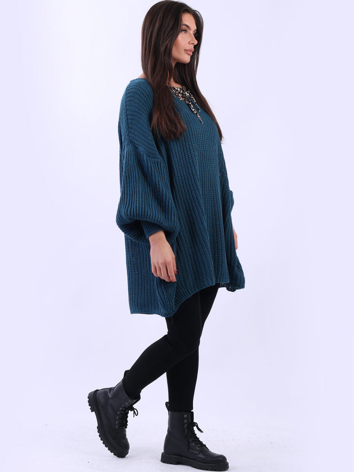 Plus Size Knitted Jumper Teal