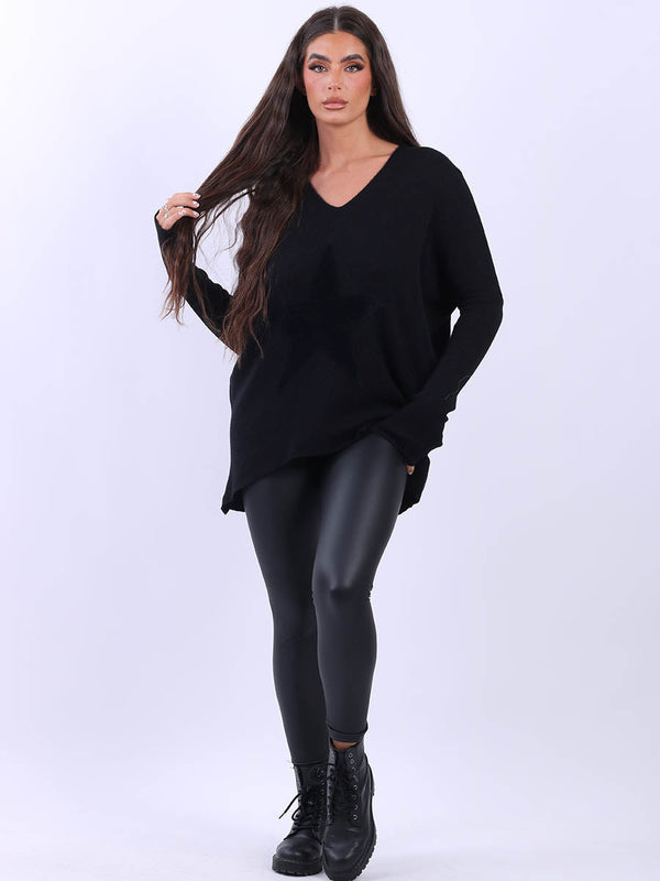 Frontside Star Lagenlook Jumper Black