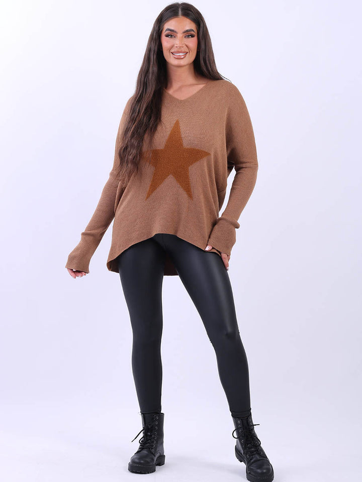 Frontside Star Lagenlook Jumper Camel