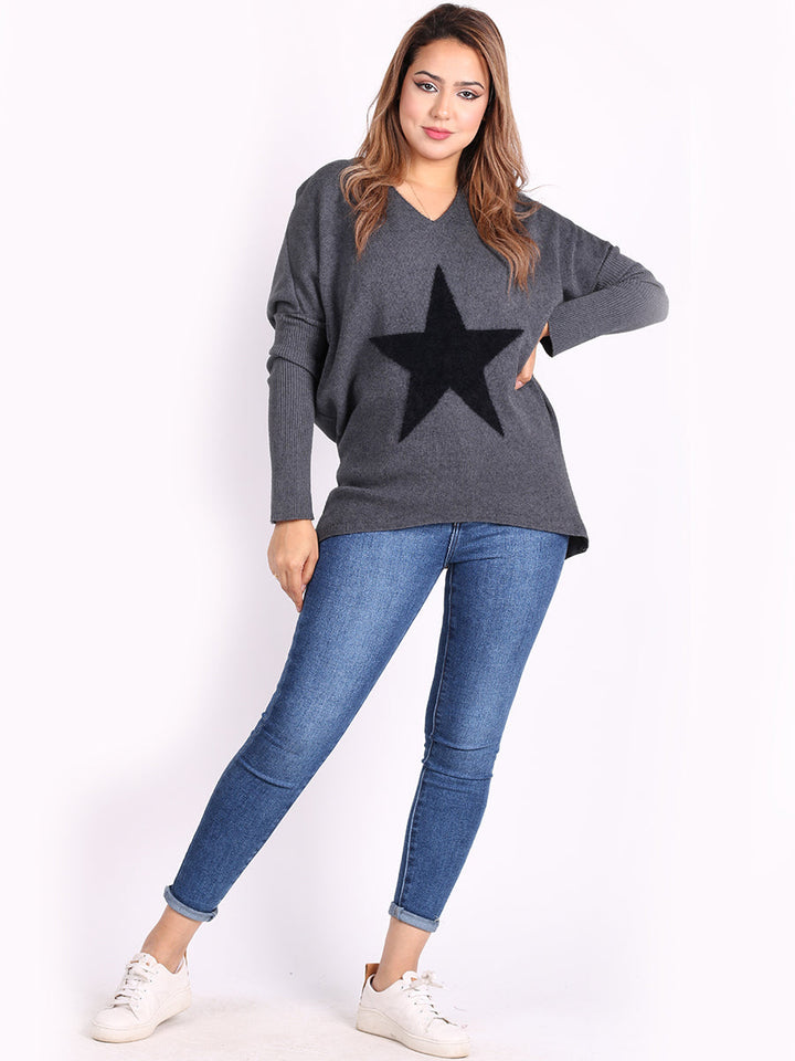 Frontside Star Lagenlook Jumper Charcoal