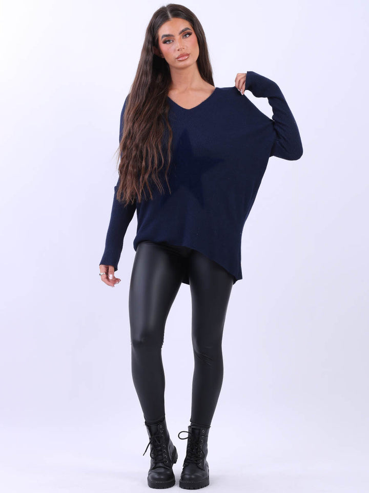 Frontside Star Lagenlook Jumper Navy